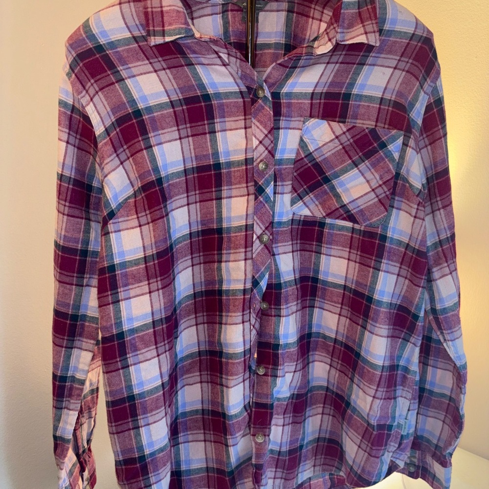 Eddie Bauer Women's Plaid Shirt - Purple